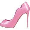 imageFSJ Women Classic Peep Toe Platform Pumps Sexy Stiletto High Heels Slip On Patent Leather Basic Pumps Wedding Party Dress Shoes Size 416 USPink Glossy Leather