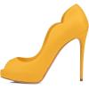 imageFSJ Women Classic Peep Toe Platform Pumps Sexy Stiletto High Heels Slip On Patent Leather Basic Pumps Wedding Party Dress Shoes Size 416 USYellow