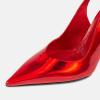 imageFSJ Women Closed Pointed Toe High Wedge Heel Slingback Pumps Stretch Strap SlipOn Fashion Office Wedding Party Dress Shoes Size 416 USRed