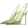 imageFSJ Women Closed Toe Pointy High Heel Pumps Sexy Slingback Heeled Sandals with Buckle Banquet Formal Event Dress Shoes Sizes 416 USGreen Embossing