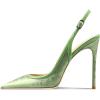 imageFSJ Women Closed Toe Pointy High Heel Pumps Sexy Slingback Heeled Sandals with Buckle Banquet Formal Event Dress Shoes Sizes 416 USGreen Embossing