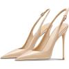 imageFSJ Women Closed Toe Pointy High Heel Pumps Sexy Slingback Heeled Sandals with Buckle Banquet Formal Event Dress Shoes Sizes 416 USNude