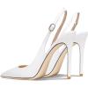 imageFSJ Women Closed Toe Pointy High Heel Pumps Sexy Slingback Heeled Sandals with Buckle Banquet Formal Event Dress Shoes Sizes 416 USWhite