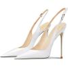 imageFSJ Women Closed Toe Pointy High Heel Pumps Sexy Slingback Heeled Sandals with Buckle Banquet Formal Event Dress Shoes Sizes 416 USWhite