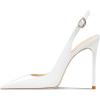 imageFSJ Women Closed Toe Pointy High Heel Pumps Sexy Slingback Heeled Sandals with Buckle Banquet Formal Event Dress Shoes Sizes 416 USWhite