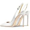 imageFSJ Women Closed Toe Pointy High Heel Pumps Sexy Slingback Heeled Sandals with Buckle Banquet Formal Event Dress Shoes Sizes 416 USWhite Embossing