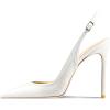 imageFSJ Women Closed Toe Pointy High Heel Pumps Sexy Slingback Heeled Sandals with Buckle Banquet Formal Event Dress Shoes Sizes 416 USWhite Embossing