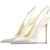 imageFSJ Women Closed Toe Pointy High Heel Pumps Sexy Slingback Heeled Sandals with Buckle Banquet Formal Event Dress Shoes Sizes 416 USWhite Embossing