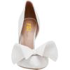 imageFSJ Women Cute Bow Closed Toe Chunky High Heels Slip On Glitter DOrsay Pumps Bridal Wedding Banquet Outfit Shoes Size 415 USWhite