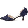 imageFSJ Women DOrsay Kitten Low Heels Pumps Closed Pointed Toe Comfort SlipOn Feather Sandals Ladies Work Party Satin Dress Shoes Size 416 USBlue