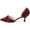imageFSJ Women DOrsay Kitten Low Heels Pumps Closed Pointed Toe Comfort SlipOn Feather Sandals Ladies Work Party Satin Dress Shoes Size 416 USRed