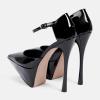 imageFSJ Women Elegant Platform Stiletto Heel Ankle Strap Pumps Pointed Toe Stunning High Heel Sexy Party Wedding Dress Shoes Size 416 USBlack