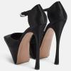 imageFSJ Women Elegant Platform Stiletto Heel Ankle Strap Pumps Pointed Toe Stunning High Heel Sexy Party Wedding Dress Shoes Size 416 USBlack Satin