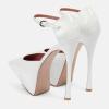 imageFSJ Women Elegant Platform Stiletto Heel Ankle Strap Pumps Pointed Toe Stunning High Heel Sexy Party Wedding Dress Shoes Size 416 USWhite