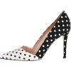 imageFSJ Women Fashion Closed Pointed Toe Pumps Stiletto High Heels Slip On Two ToneSolid Color Contrast Party Dress Office Shoes Size 415 USBlack and White Polka Dot
