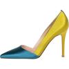 imageFSJ Women Fashion Closed Pointed Toe Pumps Stiletto High Heels Slip On Two ToneSolid Color Contrast Party Dress Office Shoes Size 415 USSteelbluegoldenrod