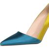 imageFSJ Women Fashion Closed Pointed Toe Pumps Stiletto High Heels Slip On Two ToneSolid Color Contrast Party Dress Office Shoes Size 415 USSteelbluegoldenrod