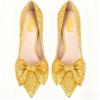 imageFSJ Women Fashion Pointed Toe Glitter Rhinestone High Heel Wedding Pump Sexy Slip On Stiletto Party Sparkly Prom Dress Shoe with Cute Bowknot Size 415 USGold