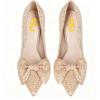 imageFSJ Women Fashion Pointed Toe Glitter Rhinestone High Heel Wedding Pump Sexy Slip On Stiletto Party Sparkly Prom Dress Shoe with Cute Bowknot Size 415 USChampagne