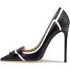 imageFSJ Women High Heel Pumps Stripes Bowtie Pointed Toe Elegant Stiletto Slip On Evening Party Dress Shoes Size 415 USBlack