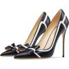 imageFSJ Women High Heel Pumps Stripes Bowtie Pointed Toe Elegant Stiletto Slip On Evening Party Dress Shoes Size 415 USBlack