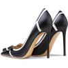 imageFSJ Women High Heel Pumps Stripes Bowtie Pointed Toe Elegant Stiletto Slip On Evening Party Dress Shoes Size 415 USBlack