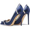 imageFSJ Women High Heel Pumps Stripes Bowtie Pointed Toe Elegant Stiletto Slip On Evening Party Dress Shoes Size 415 USBlue