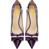 imageFSJ Women High Heel Pumps Stripes Bowtie Pointed Toe Elegant Stiletto Slip On Evening Party Dress Shoes Size 415 USPurple