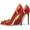 imageFSJ Women High Heel Pumps Stripes Bowtie Pointed Toe Elegant Stiletto Slip On Evening Party Dress Shoes Size 415 USRed