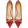 imageFSJ Women High Heel Pumps Stripes Bowtie Pointed Toe Elegant Stiletto Slip On Evening Party Dress Shoes Size 415 USRed
