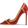 imageFSJ Women High Heel Pumps Stripes Bowtie Pointed Toe Elegant Stiletto Slip On Evening Party Dress Shoes Size 415 USRed