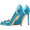 imageFSJ Women High Heel Pumps Stripes Bowtie Pointed Toe Elegant Stiletto Slip On Evening Party Dress Shoes Size 415 USSkyblue