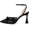 imageFSJ Women Lace High Heel Bowknot Closed Pointed Toe Pumps Ankle Strap DOrsay Heeled Sandals Wedding Bridal Satin Shoes Size 416 USBlack