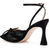 imageFSJ Women Lace High Heel Bowknot Closed Pointed Toe Pumps Ankle Strap DOrsay Heeled Sandals Wedding Bridal Satin Shoes Size 416 USBlack