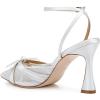 imageFSJ Women Lace High Heel Bowknot Closed Pointed Toe Pumps Ankle Strap DOrsay Heeled Sandals Wedding Bridal Satin Shoes Size 416 USWhite