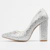 imageFSJ Women Luxury Pearl Studded Pointed Toe Pumps Chunky Block High Heel Sparkly Rhinestone Embellished Slip On Wedding Party Formal Event Shoes Size 416 USCrystals