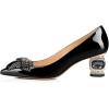 imageFSJ Women Pointed Toe Crystal Pump Rhinestone Bow Block Low Heel Slip On Comfy Date Shoes Size 416 USBlack2