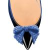 imageFSJ Women Pointed Toe Crystal Pump Rhinestone Bow Block Low Heel Slip On Comfy Date Shoes Size 416 USBlue Gradient