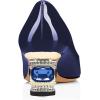 imageFSJ Women Pointed Toe Crystal Pump Rhinestone Bow Block Low Heel Slip On Comfy Date Shoes Size 416 USDark Blue