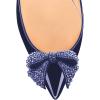 imageFSJ Women Pointed Toe Crystal Pump Rhinestone Bow Block Low Heel Slip On Comfy Date Shoes Size 416 USDark Blue