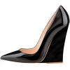 imageFSJ Women Pointed Toe Wedges High Heel Pumps Sexy Slip On Formal Closed Toe Wedding Party Evening Dress Shoes Size 416 USBlack
