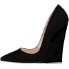imageFSJ Women Pointed Toe Wedges High Heel Pumps Sexy Slip On Formal Closed Toe Wedding Party Evening Dress Shoes Size 416 USBlack Suede