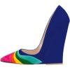imageFSJ Women Pointed Toe Wedges High Heel Pumps Sexy Slip On Formal Closed Toe Wedding Party Evening Dress Shoes Size 416 USBlue Multicolor Rainbow