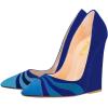imageFSJ Women Pointed Toe Wedges High Heel Pumps Sexy Slip On Formal Closed Toe Wedding Party Evening Dress Shoes Size 416 USBlue Rainbow