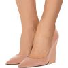 imageFSJ Women Pointed Toe Wedges High Heel Pumps Sexy Slip On Formal Closed Toe Wedding Party Evening Dress Shoes Size 416 USNude