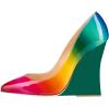 imageFSJ Women Pointed Toe Wedges High Heel Pumps Sexy Slip On Formal Closed Toe Wedding Party Evening Dress Shoes Size 416 USRainbow