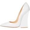 imageFSJ Women Pointed Toe Wedges High Heel Pumps Sexy Slip On Formal Closed Toe Wedding Party Evening Dress Shoes Size 416 USWhite