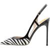 imageFSJ Women Sexy Pointed Toe DOrsay High Heel Slingback Pumps Sandals Cutout Strappy Stiletto Slip On Formal Casual Shoes Size 415 USZebra Print