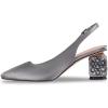 imageFSJ Women Slingback Mid Chunky Heels Pumps Closed Square Toe Crystal Block Wedding Office Work Shoes Size 416 USGrey