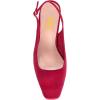imageFSJ Women Slingback Mid Chunky Heels Pumps Closed Square Toe Crystal Block Wedding Office Work Shoes Size 416 USRed
